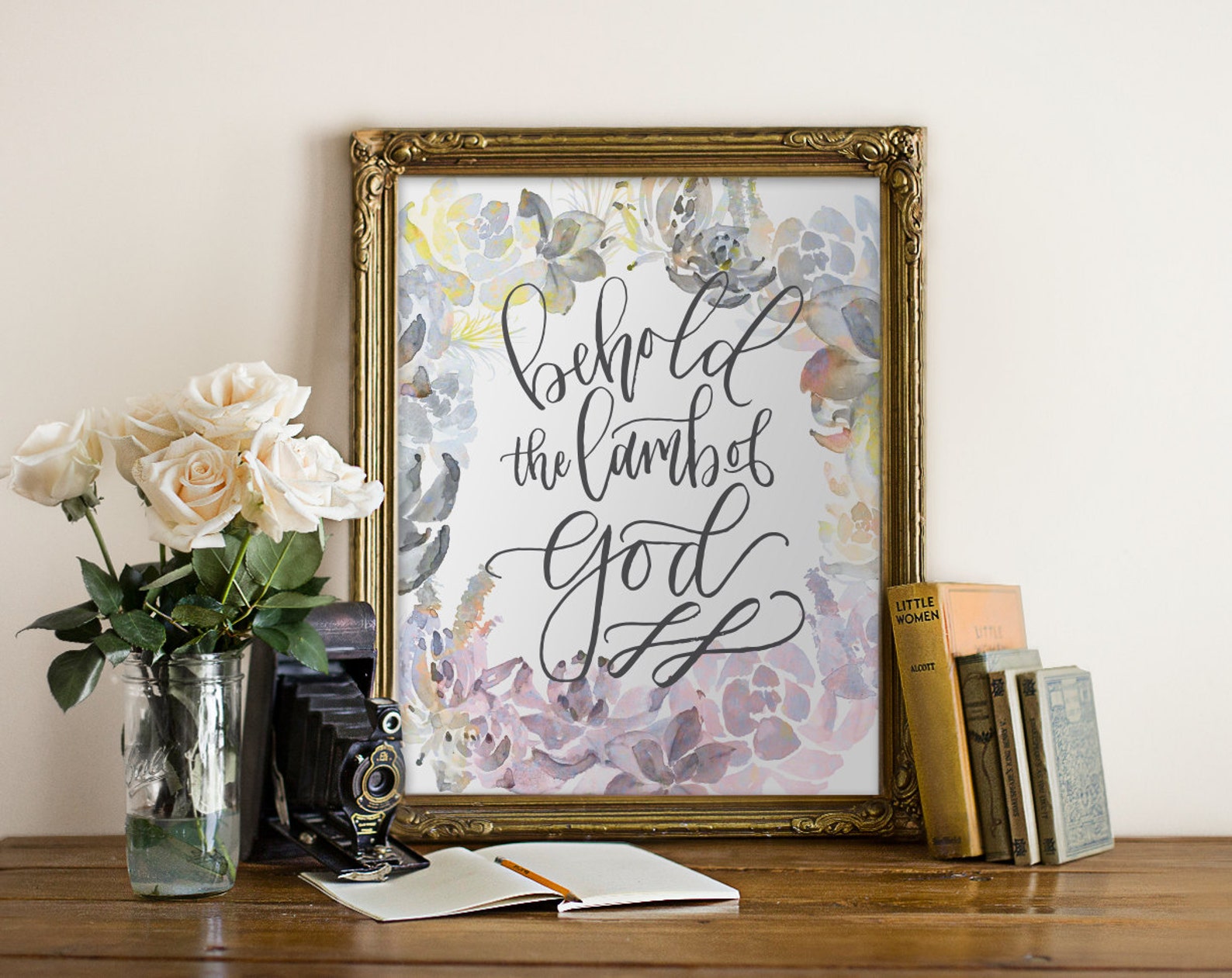 Behold the Lamb of God Christian Art Print Printable Art // | Etsy