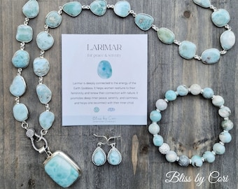 Larimar Bezel Necklace, Natural Larimar Necklace, Dominican Larimar Necklace, Larimar Bracelet, Larimar Jewelry, Larimar Drop Earrings