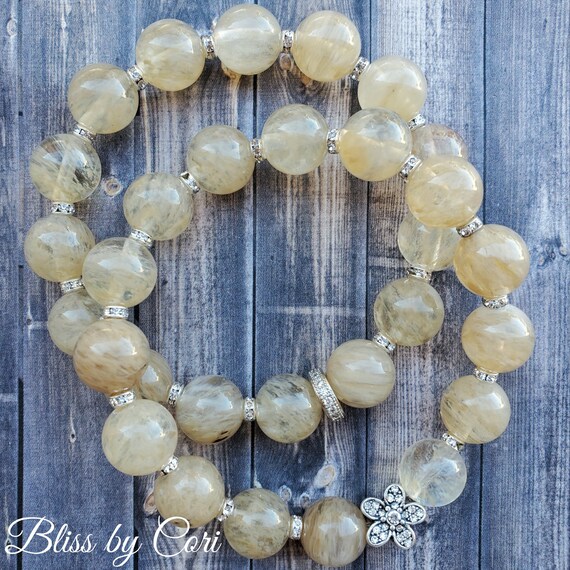 Yellow Quartz Bracelet Yellow Stone Bracelet Gemstone Etsy