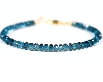 4mm London Blue Topaz Reiki Healing Beaded Gemstone Bracelet