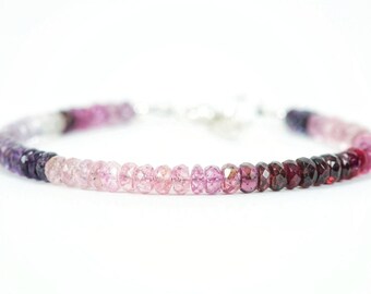 4mm Shaded Pink Spinel Reiki Healing Gemstone Beaded Bracelet