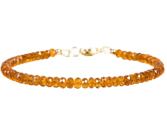 4mm Hessonite Garnet Reiki Healing Beaded Gemstone Bracelet