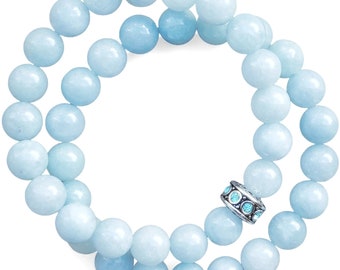 10mm Aquamarine Reiki Healing Beaded Gemstone Bracelet