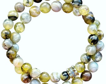 8mm Yellow Opal Reiki Healing Beaded Gemstone Bracelet
