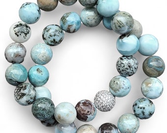 Natural Larimar Unisex Reiki Healing Beaded Gemstone Bracelet