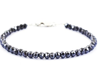 4mm Certified Black Diamond Reiki Healing Gemstone Beaded Bracelet