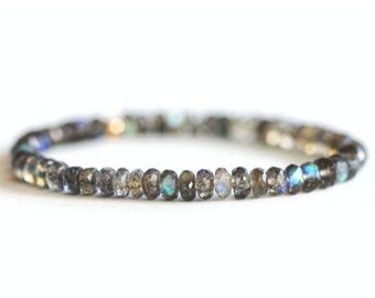 4mm Flashy Labradorite Reiki Healing Gemstone Beaded Bracelet