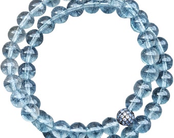 8mm Blue Topaz Reiki Healing Beaded Gemstone Bracelets