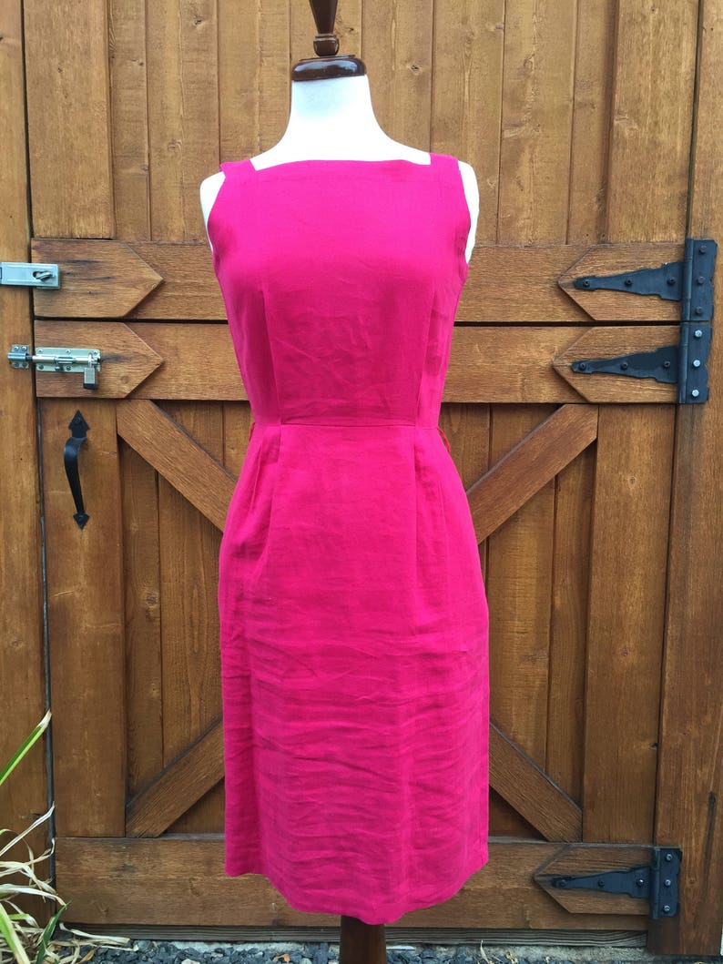 hot pink linen dress