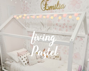 Luci a corda in batuffolo di cotone di colore personalizzato per camera da letto, regalo personalizzato per luci da letto per bambini, luci per teepee, decorazioni per lucine per dormitorio