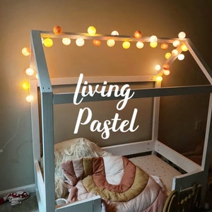 Guirnalda de luces de algodón de colores personalizados para dormitorio, casa de niños, cama, luces de hadas, tipi, decoración de cama Montessori, regalo para baby shower