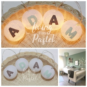 Personalizado carta personalizada bola de algodón luces niños casa cama luces dormitorio vivero luces dormitorio decoración baby shower cumpleaños regalo de Navidad