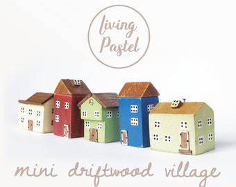 Personalised Home Decor for mini wooden village, Driftwood Cottage House Tiny Rustic Home Decor handmade gift, New Home Gift, Shelf decor