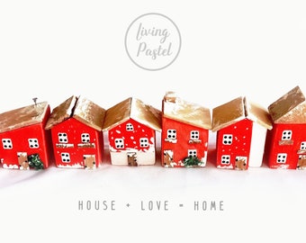 Tiny House: Small Decorative Wooden Home for Mini Wooden Village, Driftwood Art Gift, Handmade Christmas Decorations