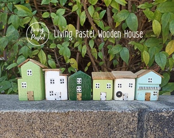 Miniature House Wooden Decoration, wood shelf decor, Cute new home gift, Personalised Home Decor for mini wooden village, Rustic house Décor