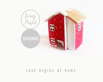 Christmas-Themed Miniature Wooden House Decoration: Unique Wood Shelf Decor and Gift, Mini Village, Miniature House Decor, Handmade Gift