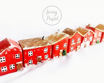 Little Driftwood Cottage: Handmade Christmas-Themed Home Decor from Recycled Wood, Wood Shelf Decor, Miniature House Village, Unique Gift