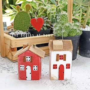 Miniature House Wooden Decoration, wood shelf decor, Cute new home gift, Personalised Home Decor for mini wooden village, Rustic house Décor