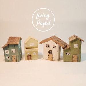 Miniature House Wooden Decoration, wood shelf decor, Cute new home gift, Personalised Home Decor for mini wooden village, Rustic house Décor