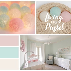 Luci a stringa con palline di cotone per cameretta da bambina, luci fatate, decorazioni per dormitorio, baby shower, luci per tende, casetta per bambini, luce per letto - Crema, Menta, Rosa Mistica