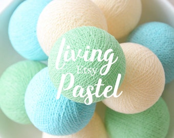Patio Party 20 LOOSE COTTON BALLS NOT INCLUDE LIGHT STRING Wedding Teal Tone