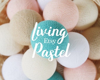 Patio Party 20 LOOSE COTTON BALLS NOT INCLUDE LIGHT STRING Wedding Teal Tone