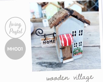 Little wooden cafe, Little Driftwood shelf ornament, Driftwood Cottage, Rustic home decor, Small wood house for mini wooden village