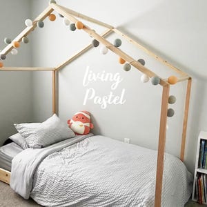 Custom Color Cotton Ball String Lights for Bedroom, Baby Shower, Teepee, Kids House Bed image 2