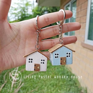 Handcrafted Wooden House Keychain - Perfect Housewarming Gift, Tiny Wooden House Keyring - New Home, New Beginnings