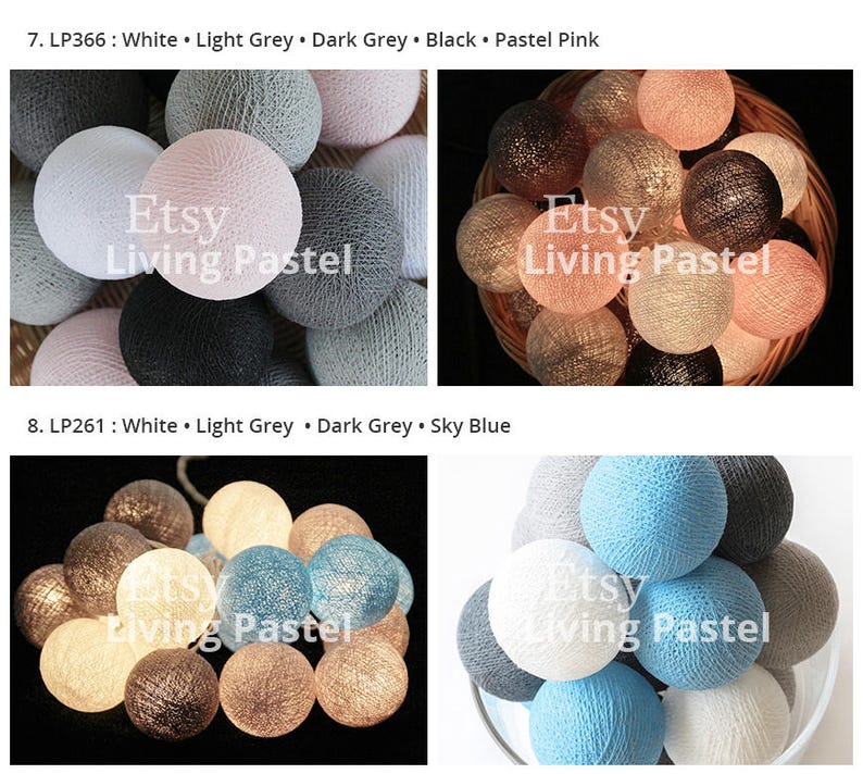 20 Cotton Ball String Lights for Bedroom Fairy Lights Nursery Etsy