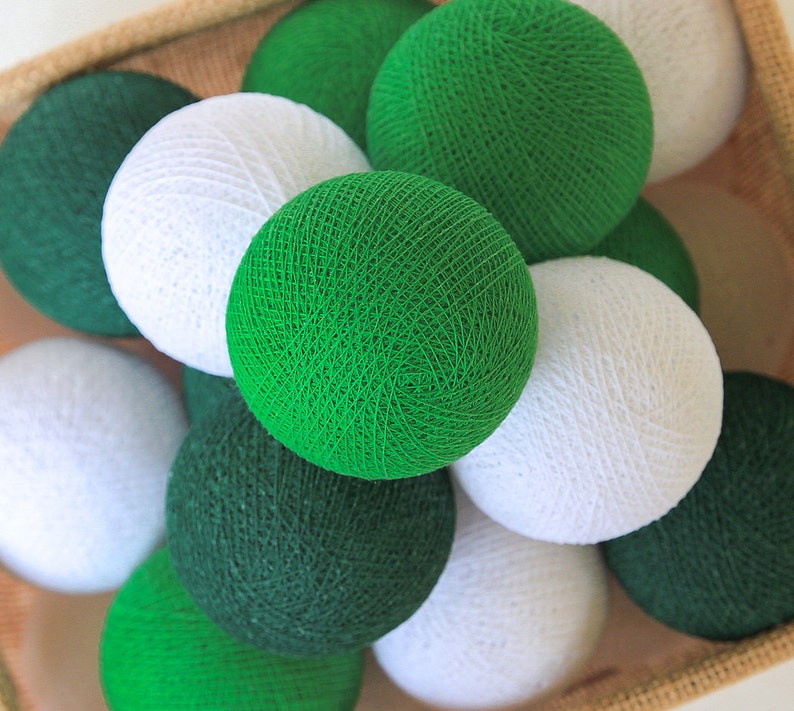 Green Tone Theme Cotton Ball String Lights for Bedroom Teepee Etsy