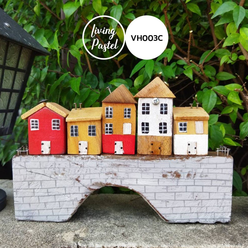 Wooden Town Primitive Handmade Wooden Houses Mini Wood Etsy