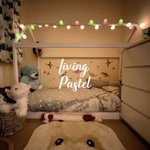 Custom Color Cotton Ball String Lights for Bedroom, Baby Shower, Teepee, Kids House Bed image 8