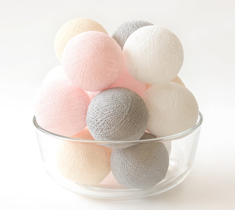 Pastel Cotton Ball String Lights Bedroom Fairy Lights Nursery Etsy