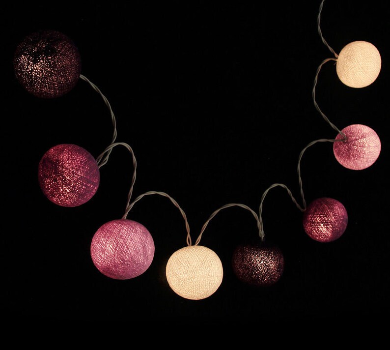 20 LED Cotton Ball String Lights for Bedroom Night Lights Kids Etsy