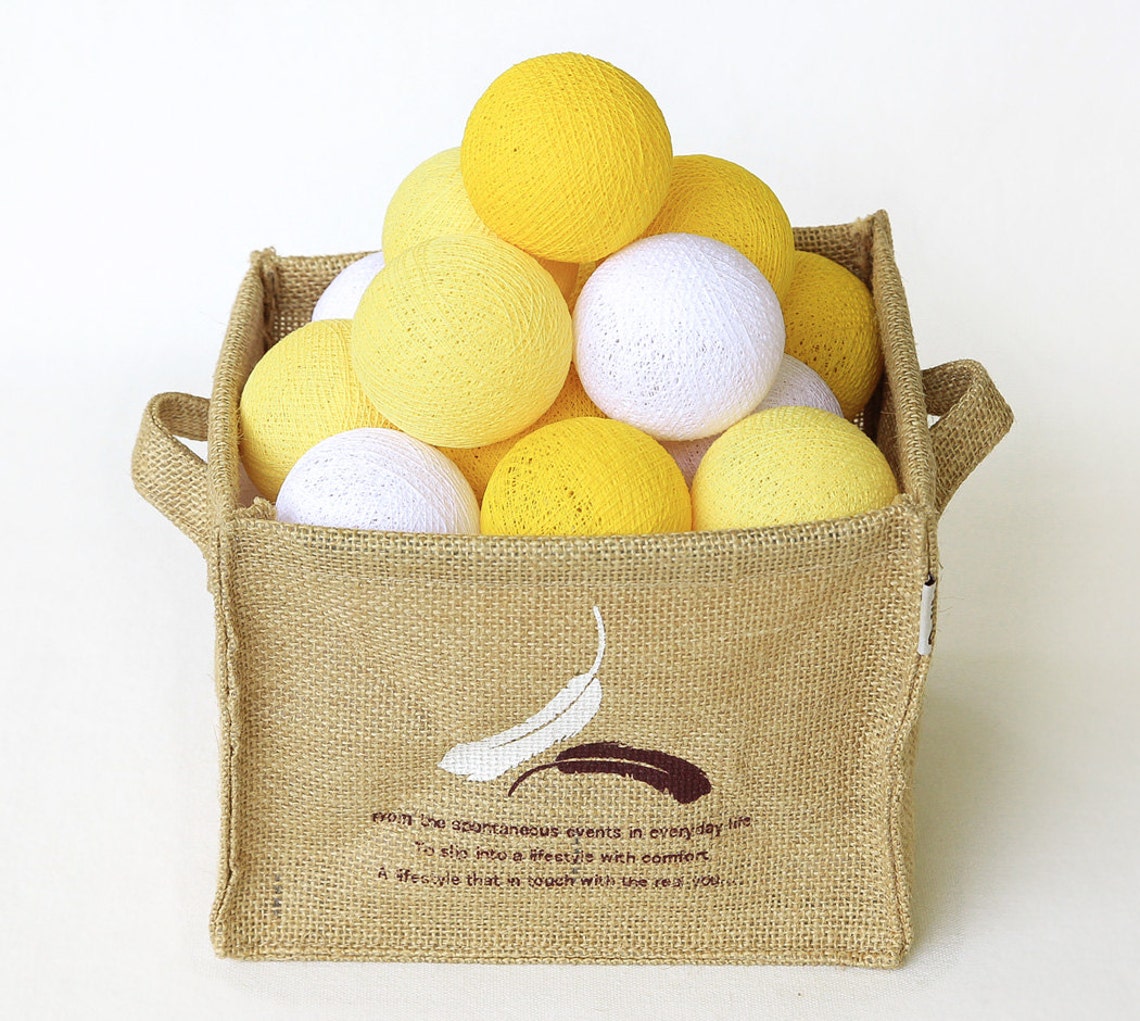 Yellow Tone Theme Cotton Ball Lights for Bedroom Fairy Lights Etsy
