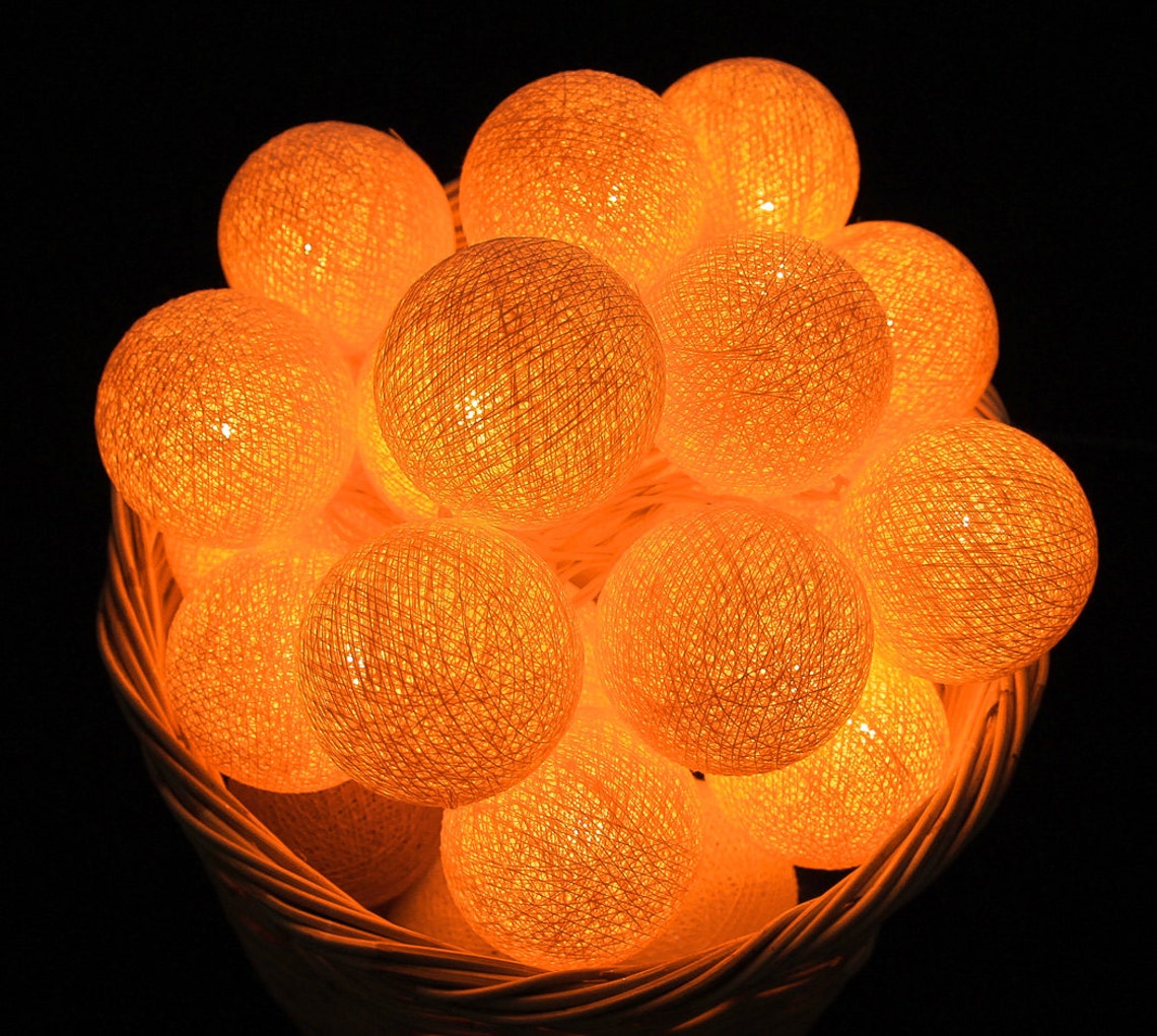 Orange Cotton Ball Lights for Bedroom Night Lights Kids House Etsy