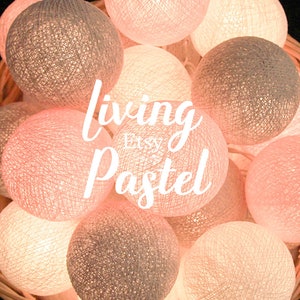 Pastel Pink White Grey Cotton Ball String Lights for Bedroom Fairy Lights Dorm Decor Wedding Decor