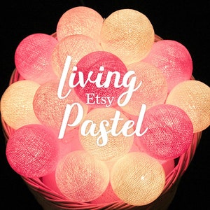 Sweet Pink Theme Cotton Ball String Lights for Bedroom Fairy Lights Night Lights Nursery Decor Birthday Gift Party Dorm Decor Room Lighting