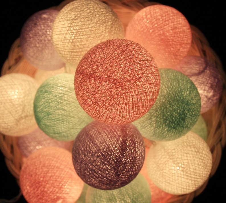 Cotton Ball String Lights for Bedroom Fairy Lights Teepee Etsy