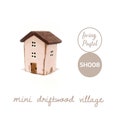 Personalised Home Decor for mini wooden village, Driftwood Cottage Miniature House, Tiny Rustic Home Decor handmade gift, New Home Gift product logo
