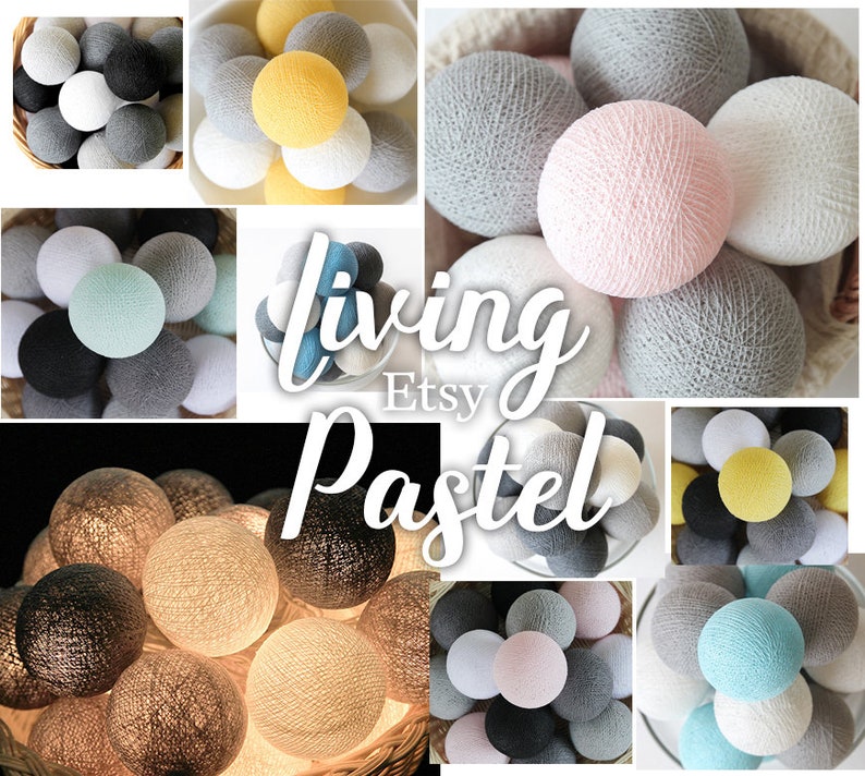 20 Cotton Ball String Lights for Bedroom Fairy Lights Nursery Etsy