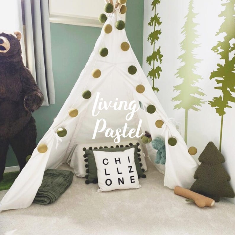 Custom Color Cotton Ball String Lights for Bedroom, Baby Shower, Teepee, Kids House Bed image 3
