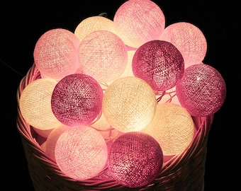 Cotton Ball Lichter für Schlafzimmer Nacht Lichter Kinderzimmer Dekor Baby Shower Lichterkette Geburtstag Geschenk Zimmer Beleuchtung Wohnheim Weiß Pastell Rosa Mauve