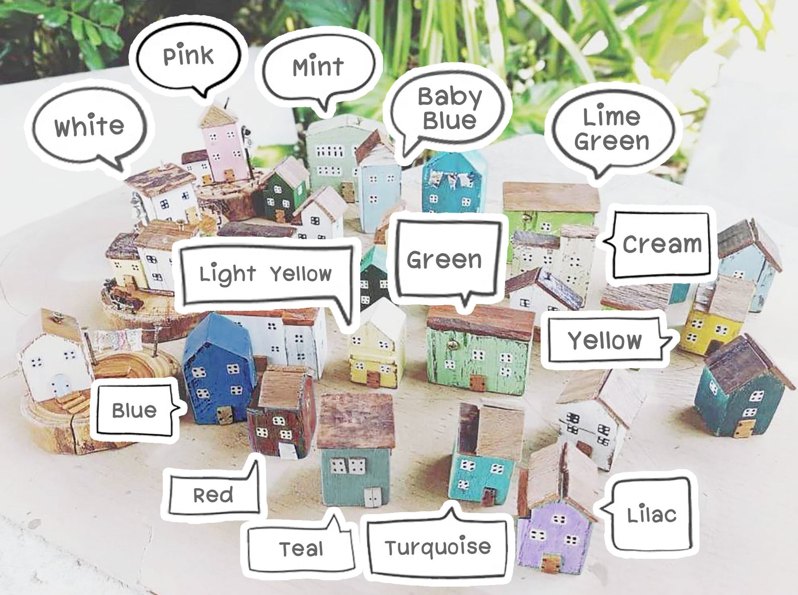 Small Wooden Village Driftwood Cottages Miniature Wooden Etsy