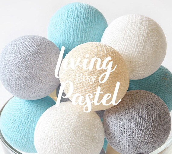 Patio Party 20 LOOSE COTTON BALLS NOT INCLUDE LIGHT STRING Wedding Teal Tone