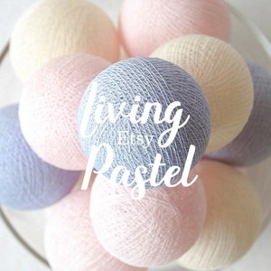 Luci a forma di palline di cotone per camera da letto, luci fatate, decorazioni per la cameretta dei bambini, luci per il letto, decorazioni per il dormitorio, baby shower - Lavanda dolce, rosa pastello, crema