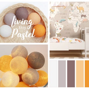 Cotton Ball String Lights Bedroom Fairy Lights Nursery Decor Boy Baby Room Decor - Milky White, Soft Taupe, Taupe, Apricot, Orange