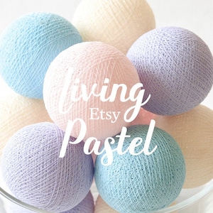 Cotton Ball Lights for Bedroom Nursery Night Lights Pony Fairy Lights Baby Shower Gift - Cream, Pastel Blue, Pastel Pink, Sweet Lavender