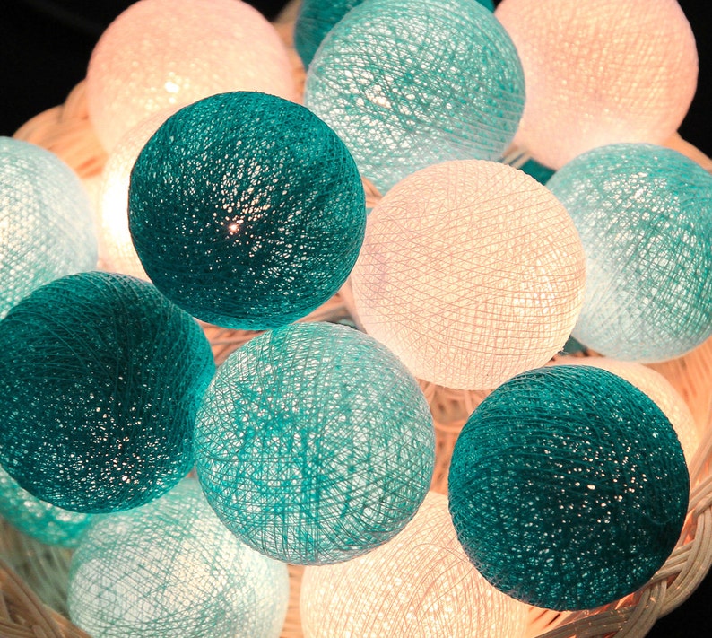 20 LED Cotton Ball String Lights Bedroom Night Lights Kids Etsy